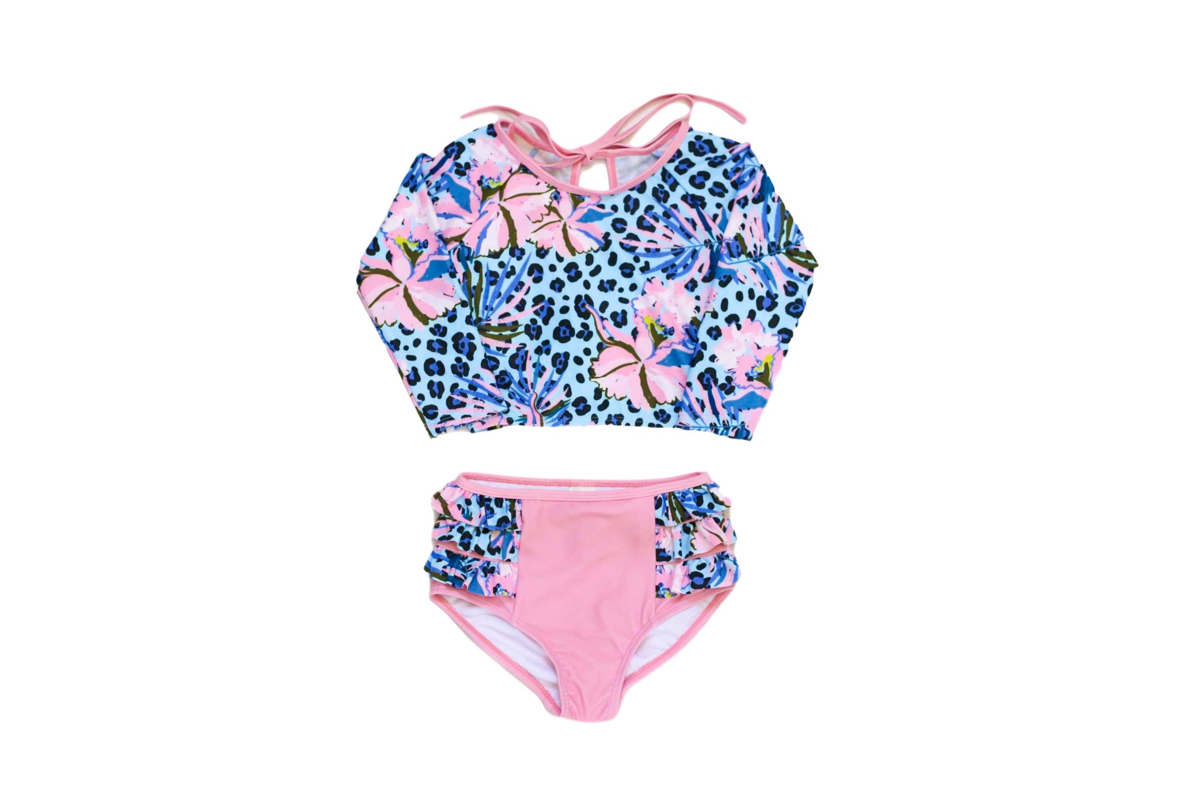 2T-6X NWT Toddler/Girls Ballerina Tutu Two Piece Bikini Pink Swimsuits Size